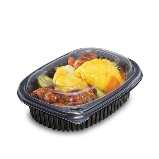 Contenitori neri in PP monouso per alimenti riciclabili