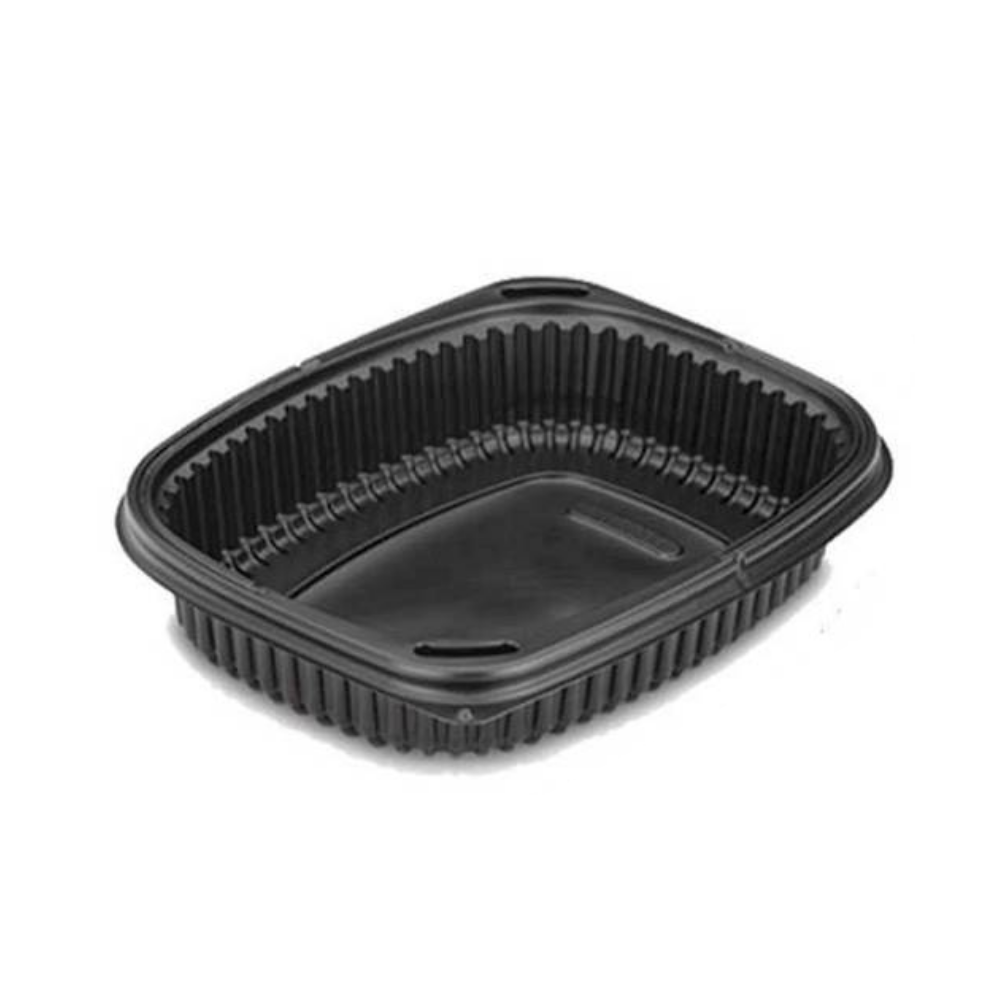 Envases negros de PP desechables y reciclables con tapa antiniebla