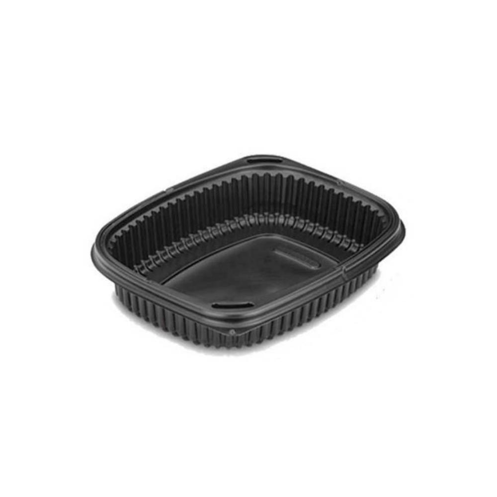 Envases negros de PP desechables y reciclables con tapa antiniebla