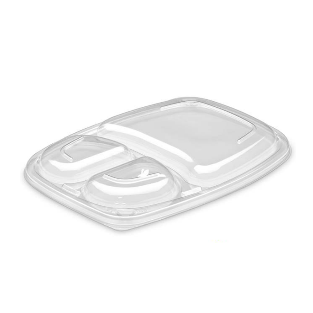 Envases negros de PP desechables y reciclables con tapa antiniebla